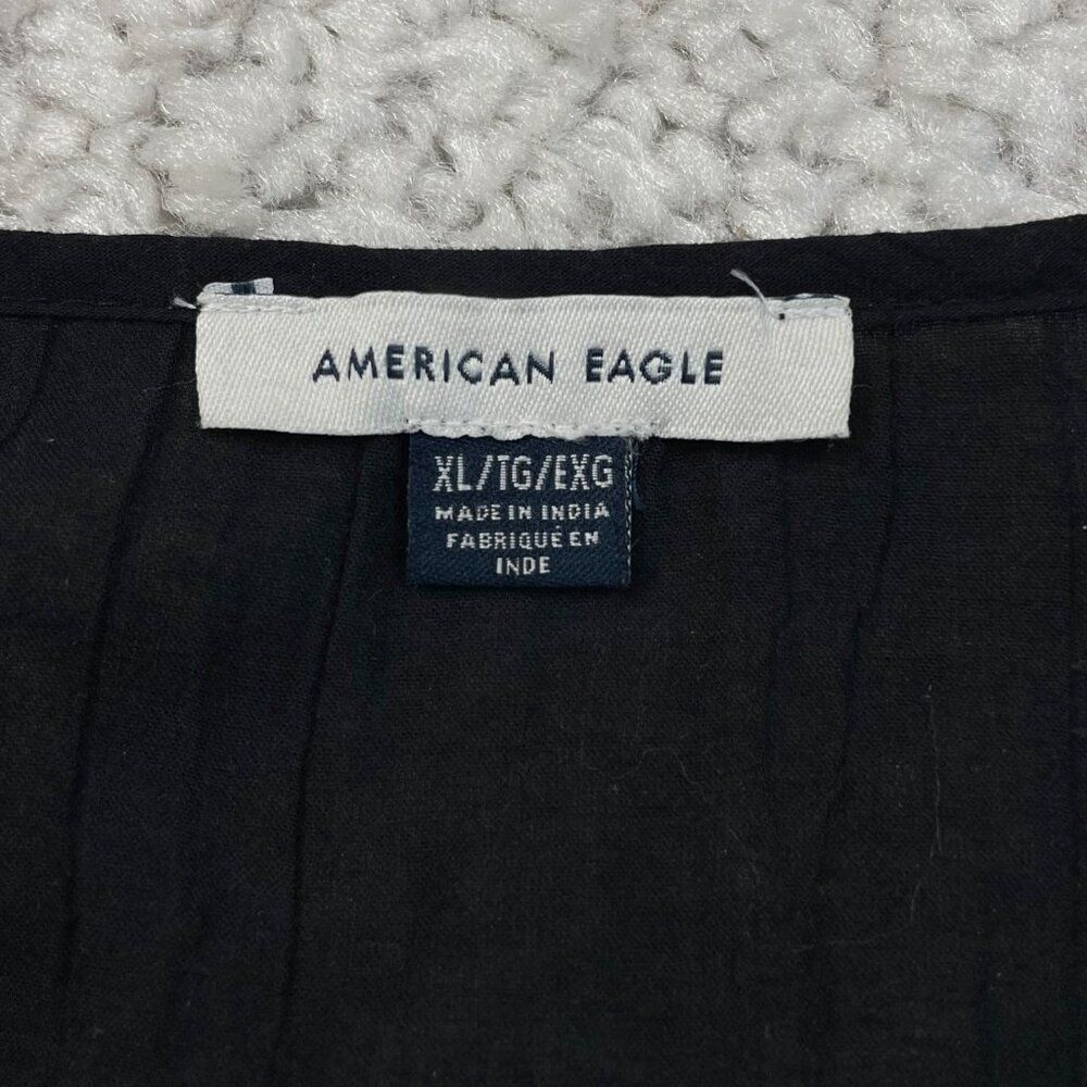 American Eagle Breezy Boho Pintuck Blouse Black Womens XL - Picture 4 of 9